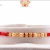 Handcrafted Red Thread Pearl Rakhi with Diamond Rings | Send Rakhi Gifts Online 3
