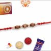 Handcrafted Square Sandalwood Bead with Pearl Rakhi | Send Rakhi Gifts Online 4