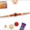 Elegant Rudraksh Rakhi with Red Beads and Pearls | Send Rakhi Gifts Online 6