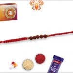 Handcrafted Red Thread Rakhi with 5 Rudraksh | Send Rakhi Gifts Online 4