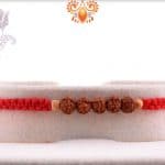 Handcrafted Red Thread Rakhi with 5 Rudraksh | Send Rakhi Gifts Online 3
