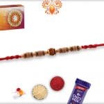 Finely Crafted Sandalwood Beads Rudraksh Rakhi | Send Rakhi Gifts Online 4