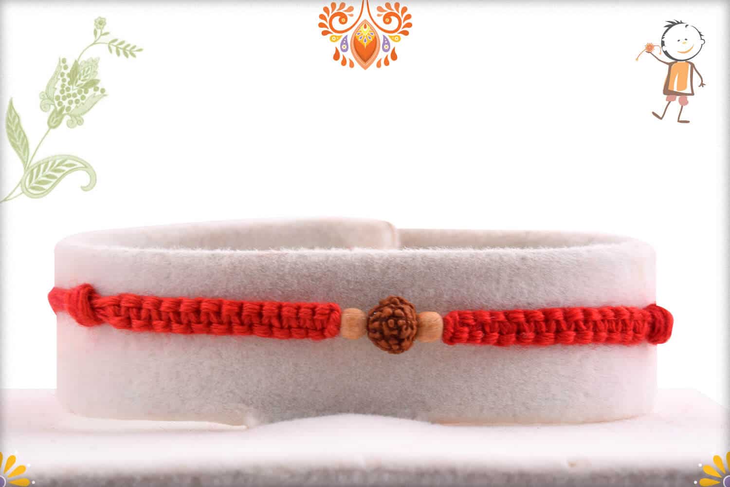 Single Rudraksh Rakhi with Beautifully Handcrafted Thread | Send Rakhi Gifts Online 1