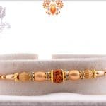 Single Rudraksh Rakhi with Red-Rose Beads | Send Rakhi Gifts Online 3