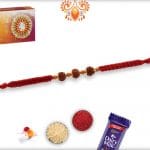 Three Rudraksh and Sandalwood Beads Rakhi with Beautifully Handcrafted Thread | Send Rakhi Gifts Online 4