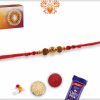 Golden OM Bead with Two Rudraksh Rakhi | Send Rakhi Gifts Online 4