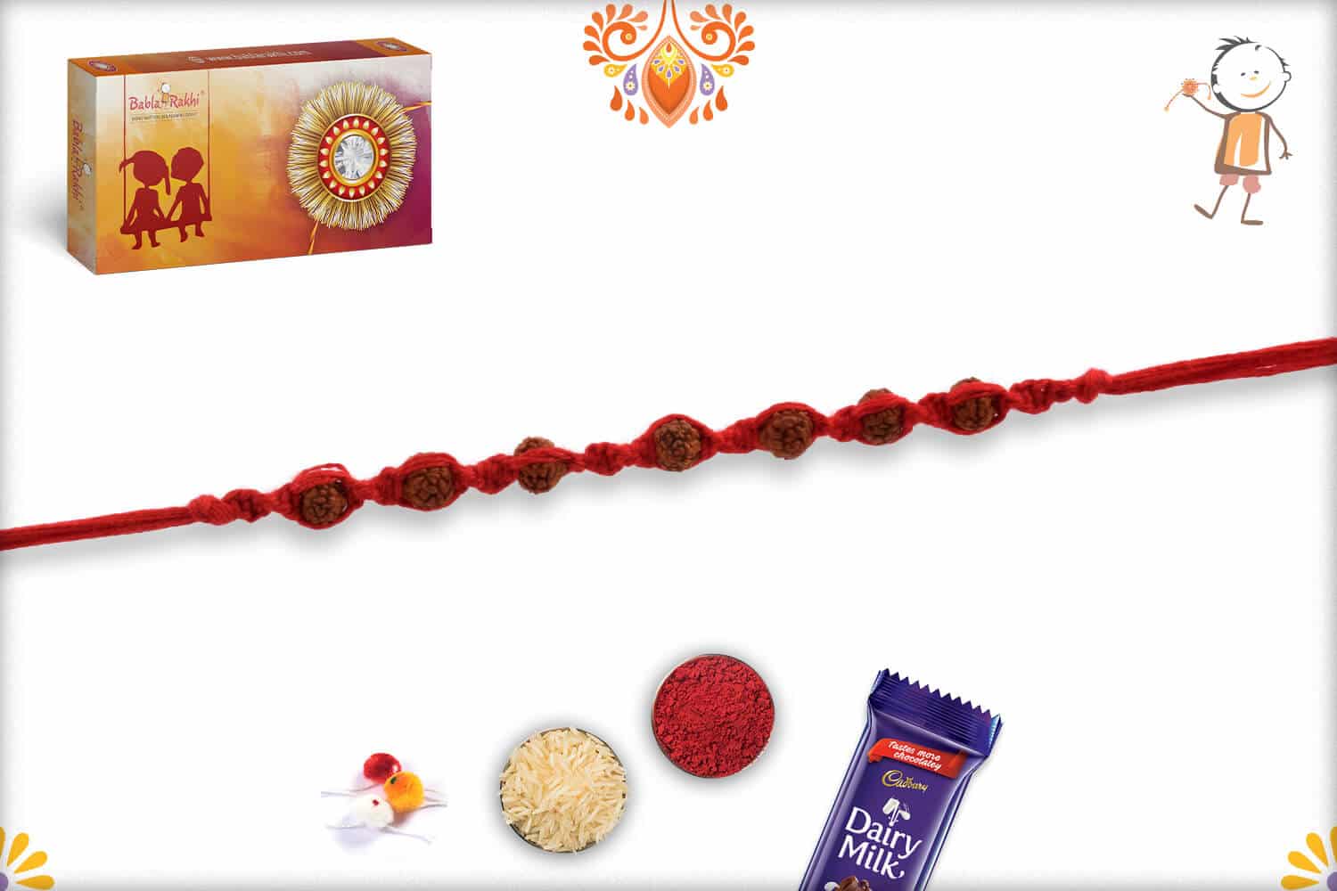 Auspicious 7 Rudraksh Rakhi with Beautifully Handcrafted Thread | Send Rakhi Gifts Online 2