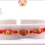 Uniquely Knotted Single Rudraksh Rakhi with Sandalwood Beads | Send Rakhi Gifts Online 4