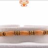 Oval Sandalwood Beads with Diamond Rings Rakhi | Send Rakhi Gifts Online 3