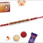 Oval Sandalwood Beads Rakhi with Handcrafted Thread | Send Rakhi Gifts Online 4