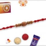Handcrafted Oval Sandalwood Beads with Diamond Rakhi | Send Rakhi Gifts Online 4