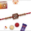 Wood Engraved OM Rakhi with Diamond and Sandalwood Beads | Send Rakhi Gifts Online 4