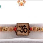 Wood Engraved OM Rakhi with Diamond and Sandalwood Beads | Send Rakhi Gifts Online 3