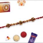 Om Engraved Bead Rakhi with Sandalwood Beads | Send Rakhi Gifts Online 4
