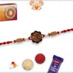 Wood Engraved OM Sandalwood Diamond Rakhi | Send Rakhi Gifts Online 4