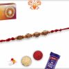 Handcrafted Square Sandalwood Bead Rakhi with Golden Beads | Send Rakhi Gifts Online 4