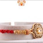 Unique Diamond Flower Rakhi with Sandalwood Beads | Send Rakhi Gifts Online 5