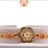 Unique Diamond Flower Rakhi with Sandalwood Beads | Send Rakhi Gifts Online 4