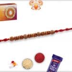 Traditional Sandalwood Beads with Diamond Rakhi | Send Rakhi Gifts Online 4