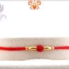 Delicate Red Velvet Bead Rakhi with Golden Beads | Send Rakhi Gifts Online 3