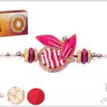 Beautiful Pink Zardosi Rakhi With Pearls