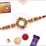 Antique Flower Rakhi with Daimonds and Pearls 4