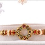 Antique Flower Rakhi with Daimonds and Pearls 3