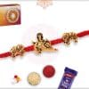 Uniquely Knotted Red Thread with Ganesh and Gajraj Rakhi 4