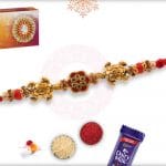 Golden Turtle with Meenakari Flower Rakhi 4