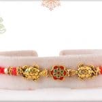 Golden Turtle with Meenakari Flower Rakhi 3