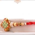 Unique Kolam Rakhi with Golden Beads 5