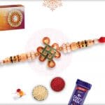 Unique Kolam Rakhi with Golden Beads 6