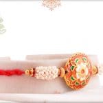 Rajwadi Flower Meenakari Rakhi with Pearls 5