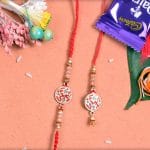 Unique Flower with Pastel Beads Bhaiya-Bhabhi Rakhi 2