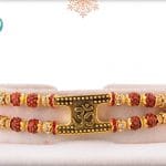 OM with Rudraksh Bracelet-Style Rakhi 4