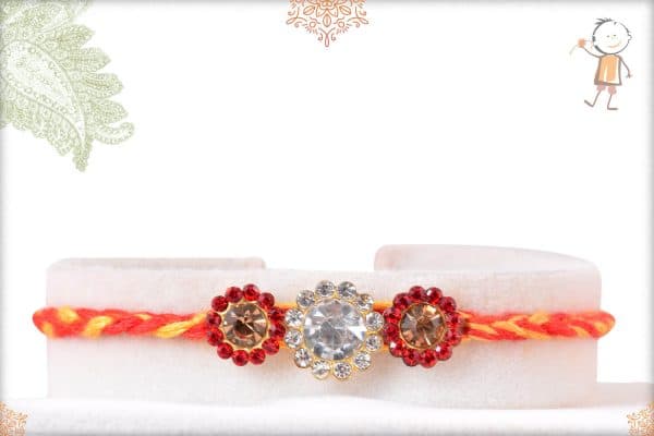 Beautiful Diamond Rakhi with Mauli Thread