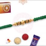 Diamond Rakhi with Uniquely Knotted Green Thread 4