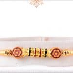 Simple Diamond Rings Rakhi with Flower Beads 3