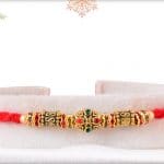 Premium Diamond Rakhi with Golden Beads 3