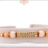 Glowy Diamond Rakhi with Pearls and Golden Beads 3