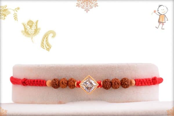 Precious Diamond Rakhi with Rudraksh