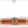 Attractive Diamond Rakhi with Rudraksh and Golden Beads 3