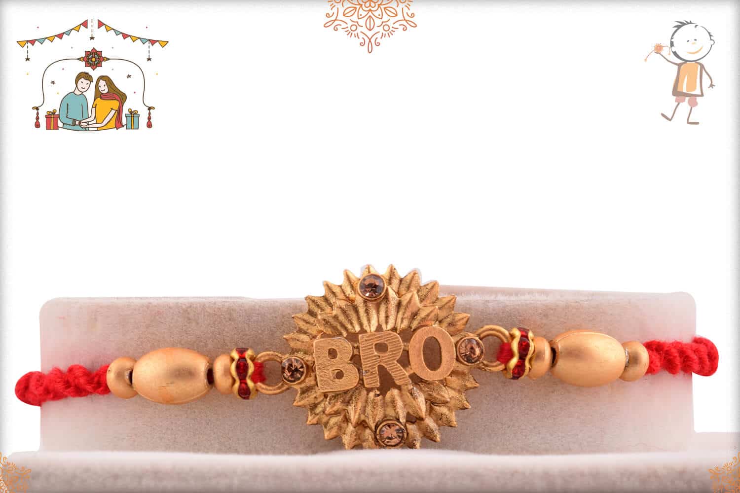 Golden Bro Rakhi with Golden Beads 1