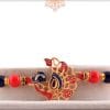 Peacock Rakhi with Red-Blue Beads 3