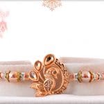 Beautiful Rose Gold Peacock Rakhi