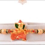 Golden Ganesh Rakhi with Beads 3