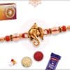 Golden Ganesh Rakhi with Red Beads 4