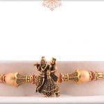 Antique Radha-Krishna Rakhi with Beads 3