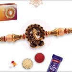 Antique Ganesh Rakhi with Golden Beads 4