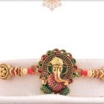 Meenakari Ganesh Rakhi with Flower Beads 3